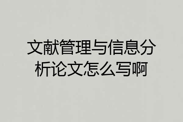 文献管理与信息分析论文怎么写啊