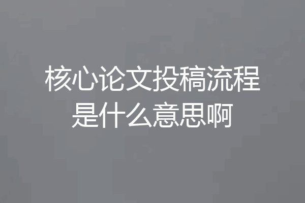 核心论文投稿流程是什么意思啊