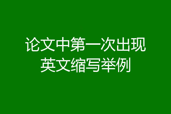 论文中第一次出现英文缩写举例
