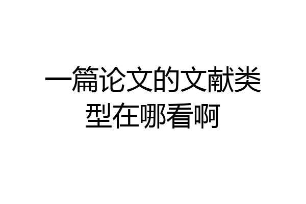 一篇论文的文献类型在哪看啊