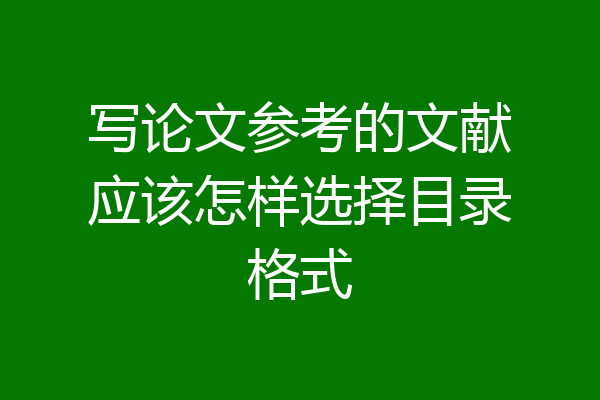 写论文参考的文献应该怎样选择目录格式