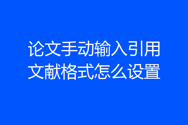 论文手动输入引用文献格式怎么设置