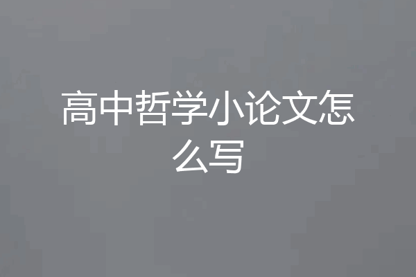 高中哲学小论文怎么写