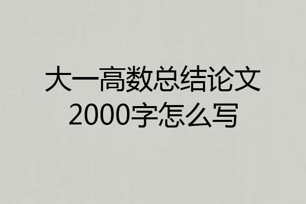 大一高数总结论文2000字怎么写