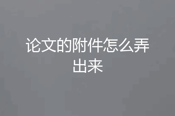 论文的附件怎么弄出来