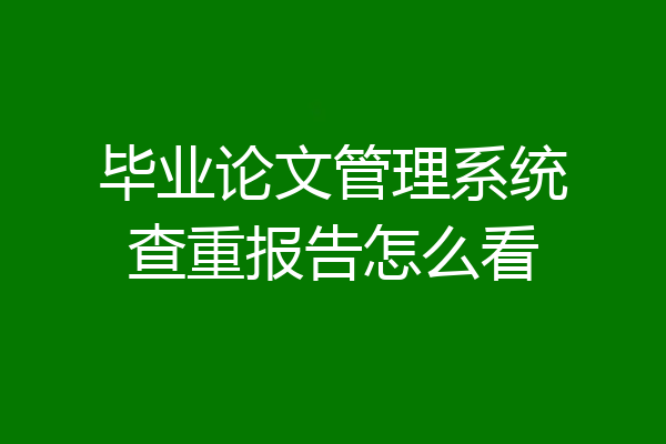 毕业论文管理系统查重报告怎么看