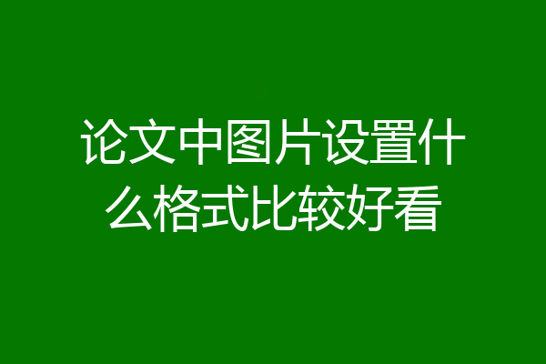 论文中图片设置什么格式比较好看