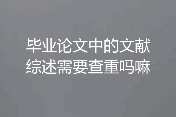 毕业论文中的文献综述需要查重吗嘛