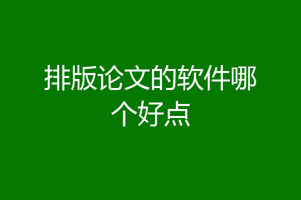 排版论文的软件哪个好点
