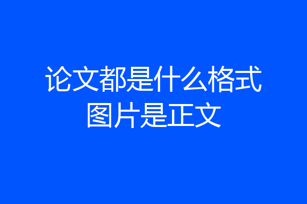 论文都是什么格式图片是正文