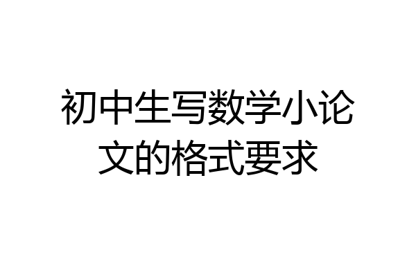 初中生写数学小论文的格式要求