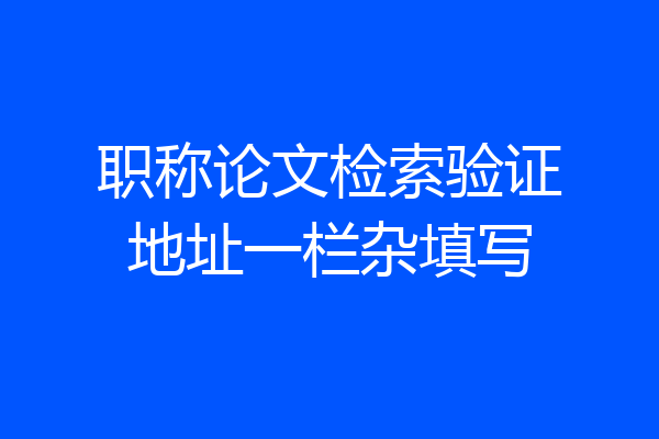 职称论文检索验证地址一栏杂填写