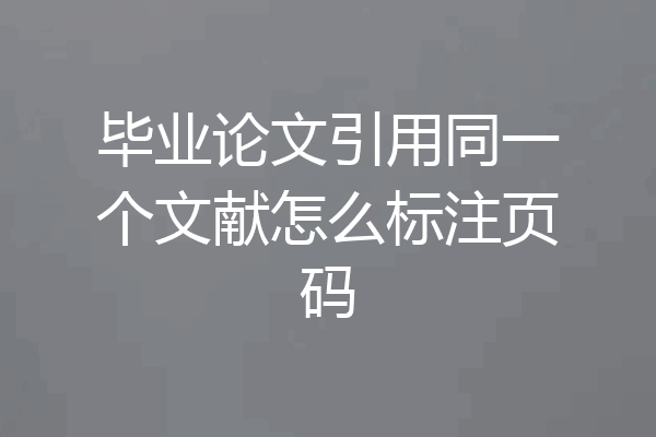 毕业论文引用同一个文献怎么标注页码