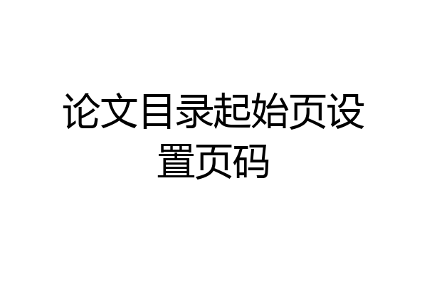 论文目录起始页设置页码