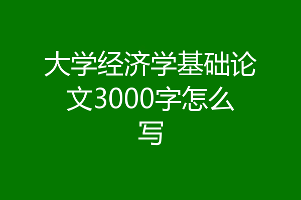 大学经济学基础论文3000字怎么写