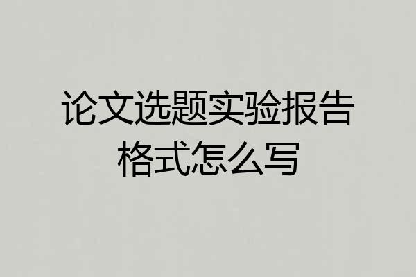论文选题实验报告格式怎么写