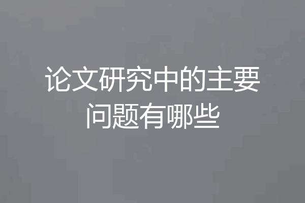 论文研究中的主要问题有哪些