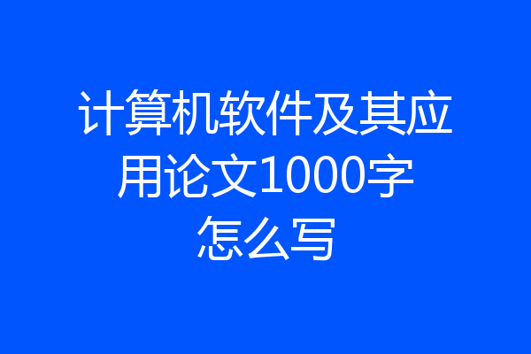 计算机软件及其应用论文1000字怎么写