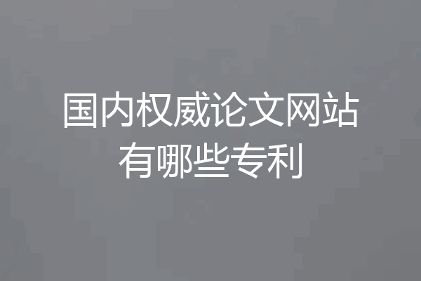 国内权威论文网站有哪些专利