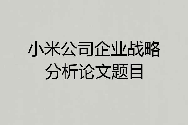 小米公司企业战略分析论文题目