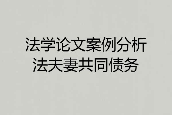 法学论文案例分析法夫妻共同债务