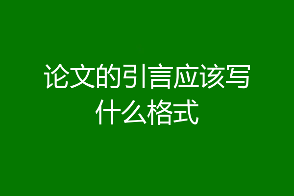 论文的引言应该写什么格式