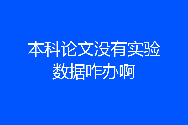 本科论文没有实验数据咋办啊