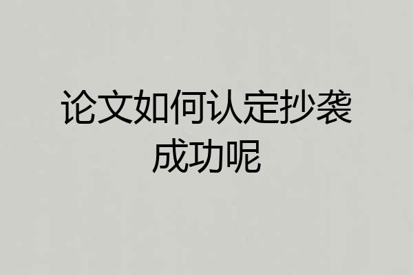 论文如何认定抄袭成功呢