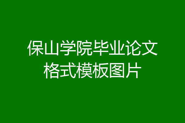 保山学院毕业论文格式模板图片