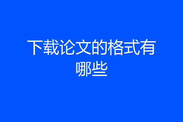 下载论文的格式有哪些