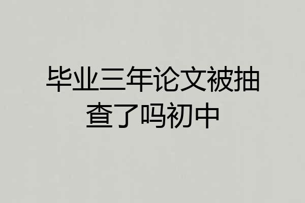 毕业三年论文被抽查了吗初中