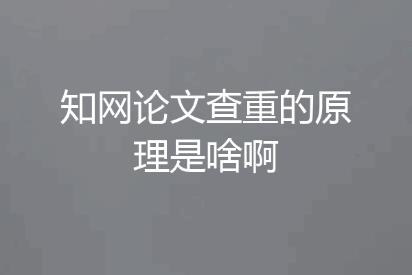 知网论文查重的原理是啥啊