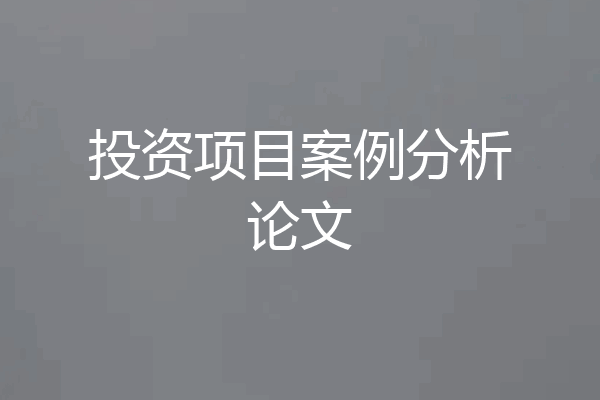 投资项目案例分析论文