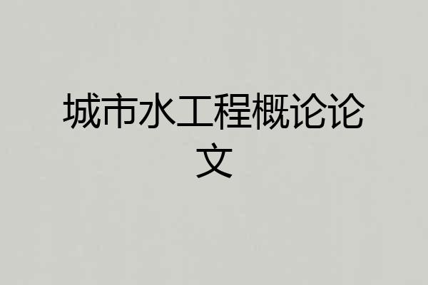 城市水工程概论论文