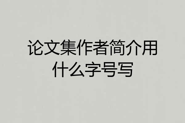论文集作者简介用什么字号写