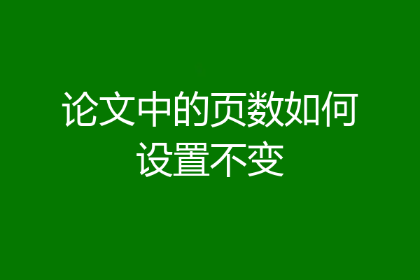 论文中的页数如何设置不变