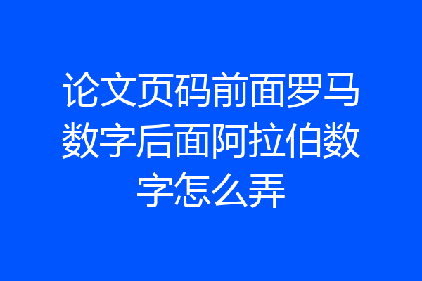 论文页码前面罗马数字后面阿拉伯数字怎么弄