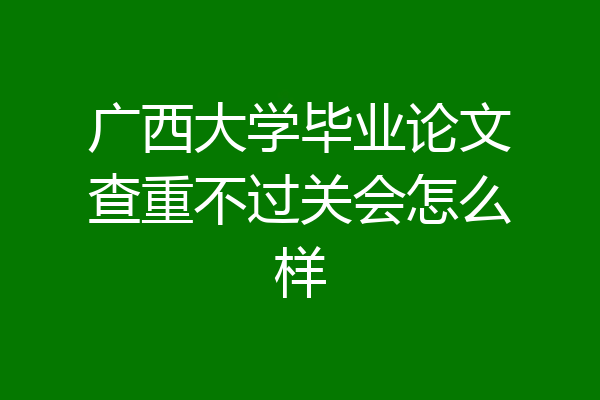 广西大学毕业论文查重不过关会怎么样