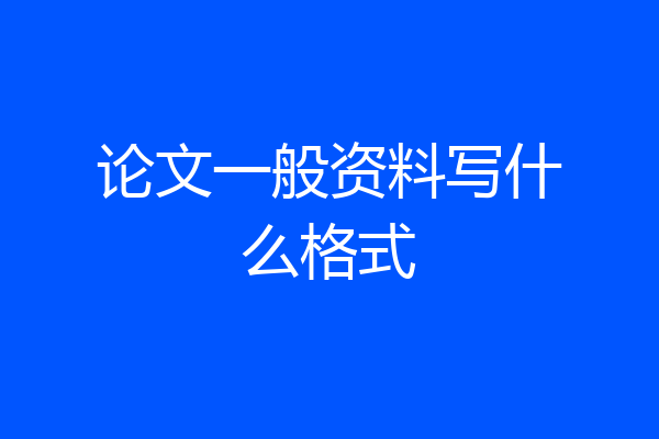 论文一般资料写什么格式