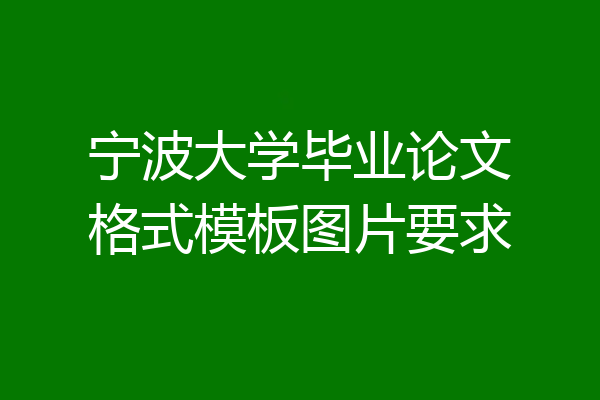 宁波大学毕业论文格式模板图片要求