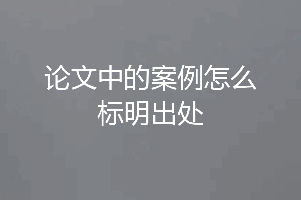 论文中的案例怎么标明出处