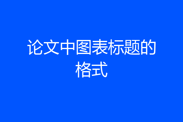 论文中图表标题的格式