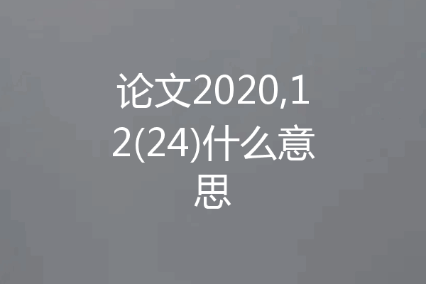 论文2020,12(24)什么意思