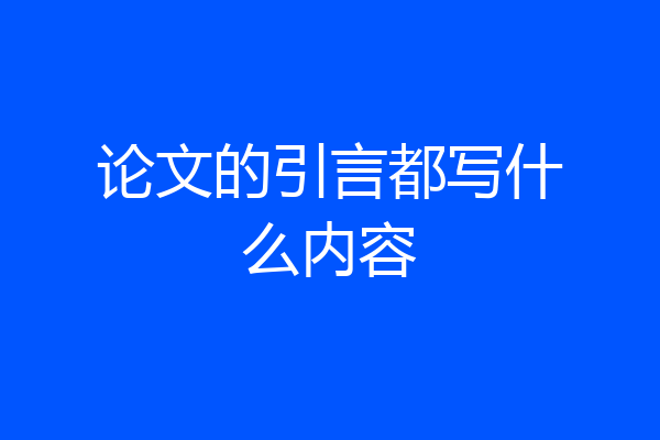 论文的引言都写什么内容