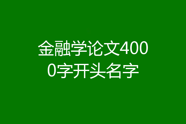金融学论文4000字开头名字