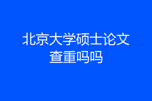 北京大学硕士论文查重吗吗