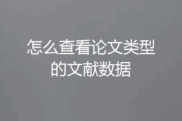 怎么查看论文类型的文献数据