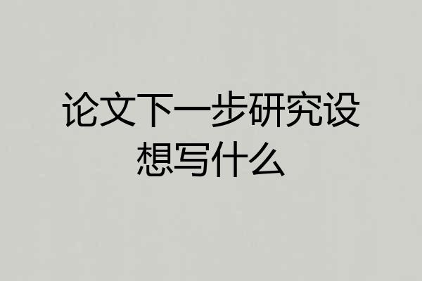 论文下一步研究设想写什么