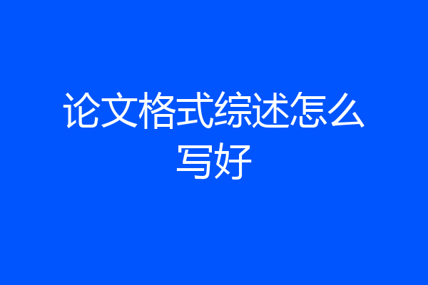 论文格式综述怎么写好