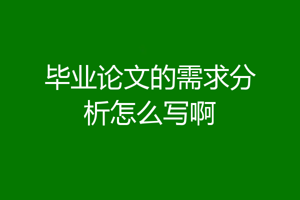 毕业论文的需求分析怎么写啊
